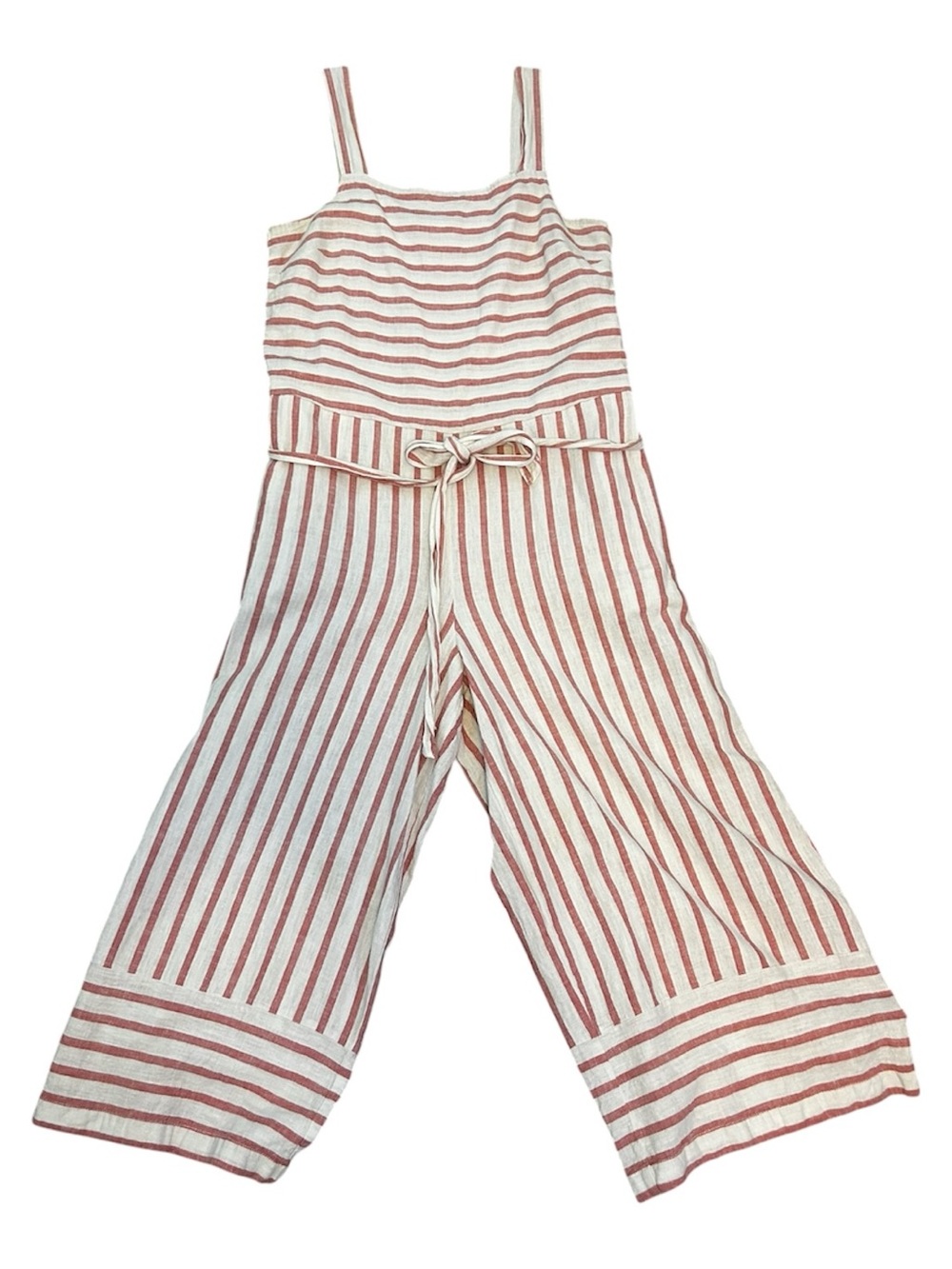 Beach Lunch Lounge Striped Pink and White Women's Sleeveless Jumpsuit